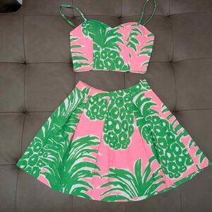 Lilly Pulitzer Parfait 2 piece Crop Top Set / Pink Flamenco / Size 00